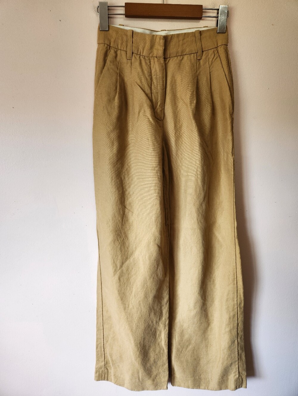 Aritzia Wilfred The Effortless Pant Tan Linen Blend Trousers Size 00 Minimalist